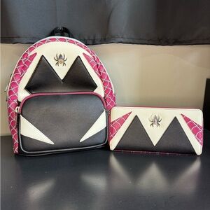 Loungefly MARVEL Ghost Spider Mini Backpack and RARE matching wallet